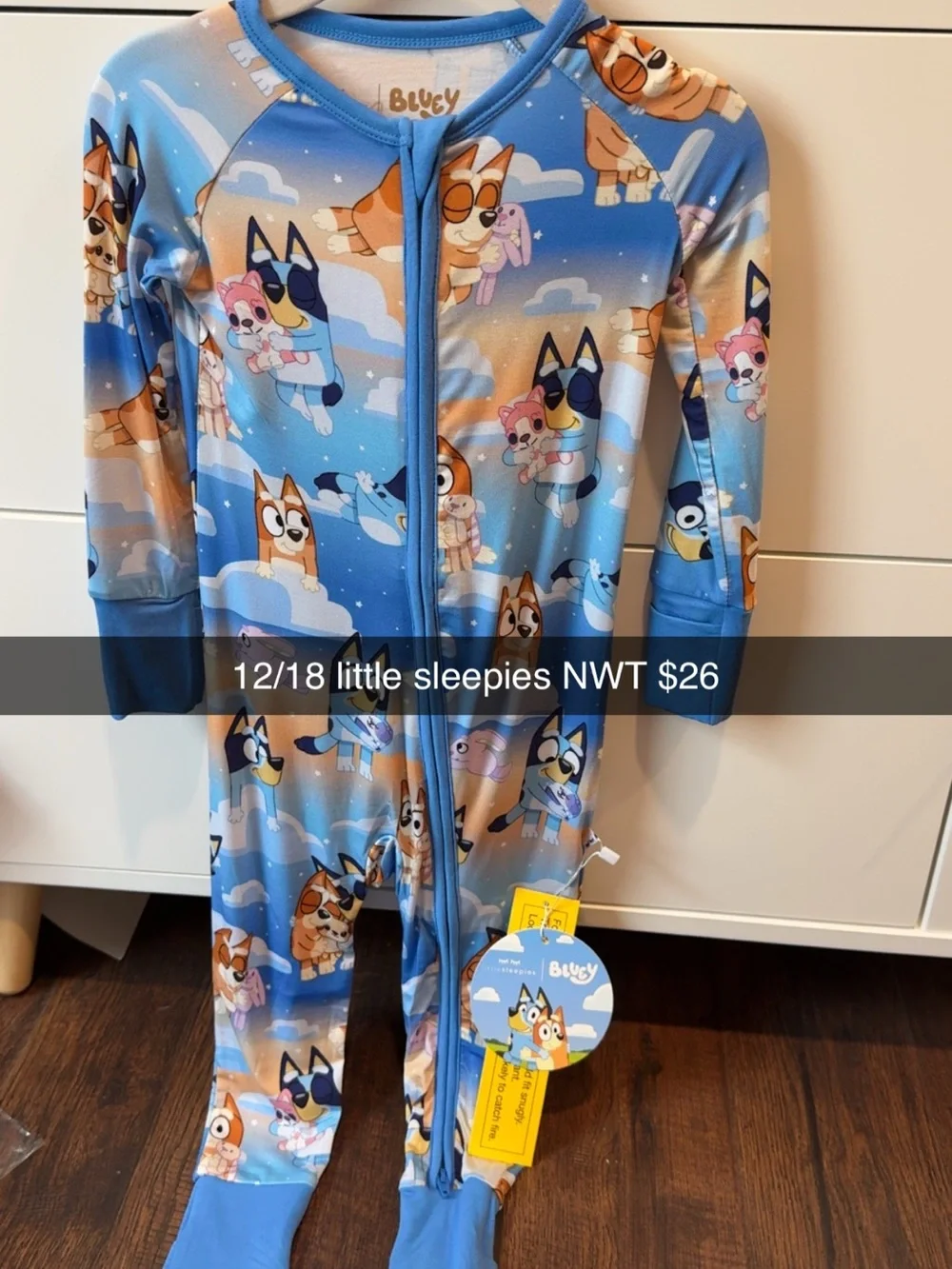 Little Sleepies Blue Cartoon Puppy One-Piece Footie Pajamas